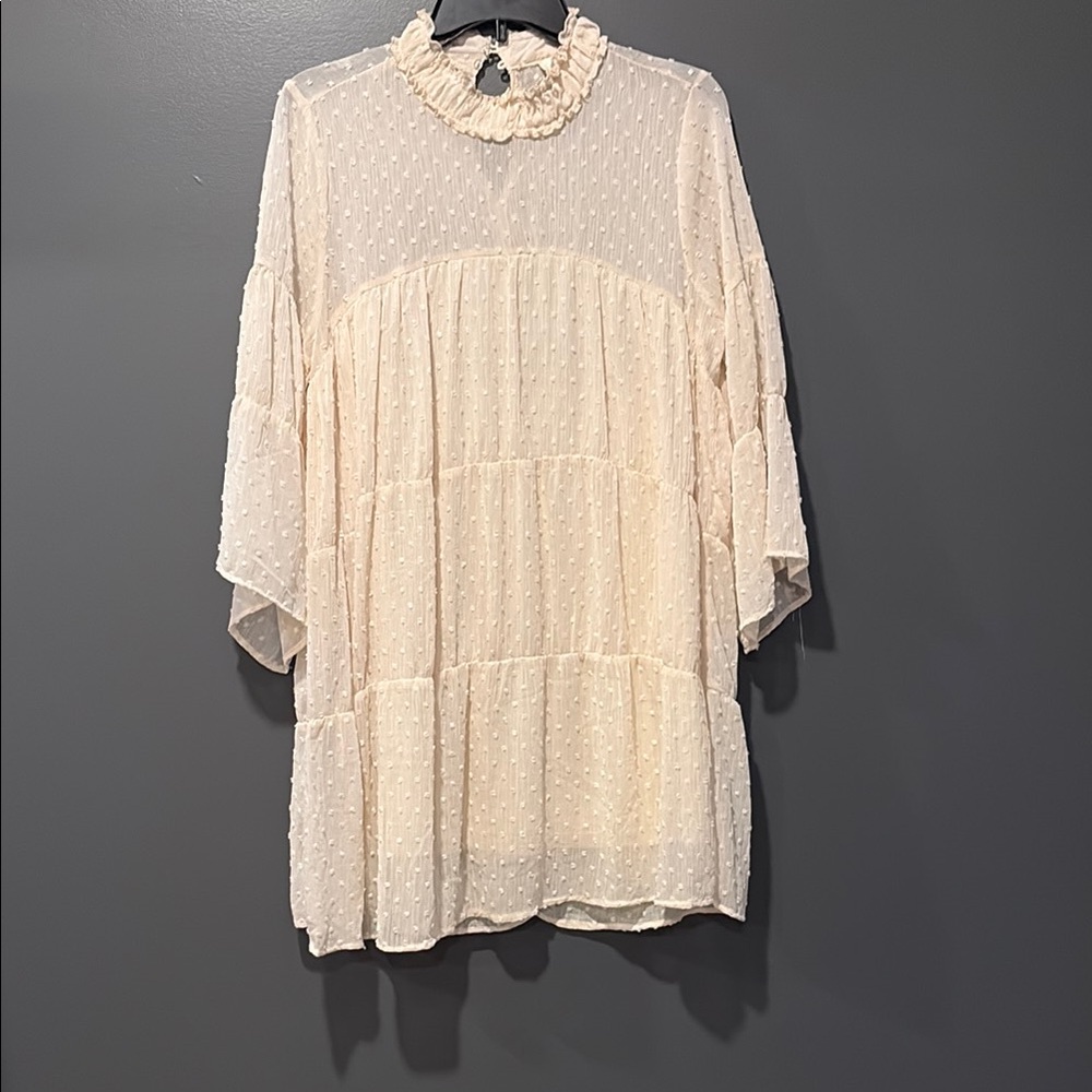 Cream Ruffled Tiered Dress